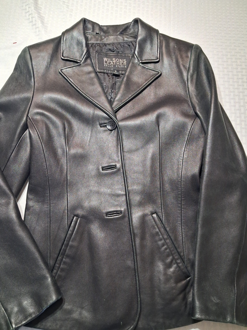 Wilsons Leather Women's Black Leather Button-Front Jacket